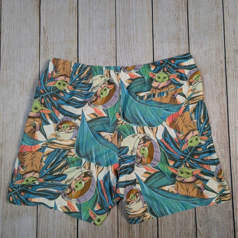 Star Wars Baby Yoda Swim Trunks Tropical Print Swim Shorts‎ L